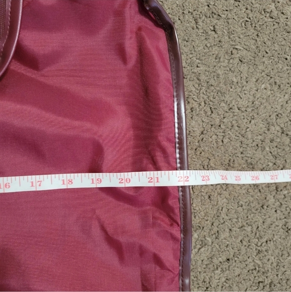 VTG Oscar De La Renta Travel Garment Bag Canvas Burgundy Carry On Luggage - Picture 10 of 10